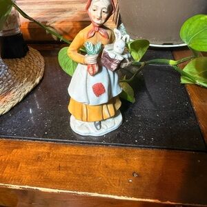 Vintage Ceramic Figurine with Vegetables and Rabbit